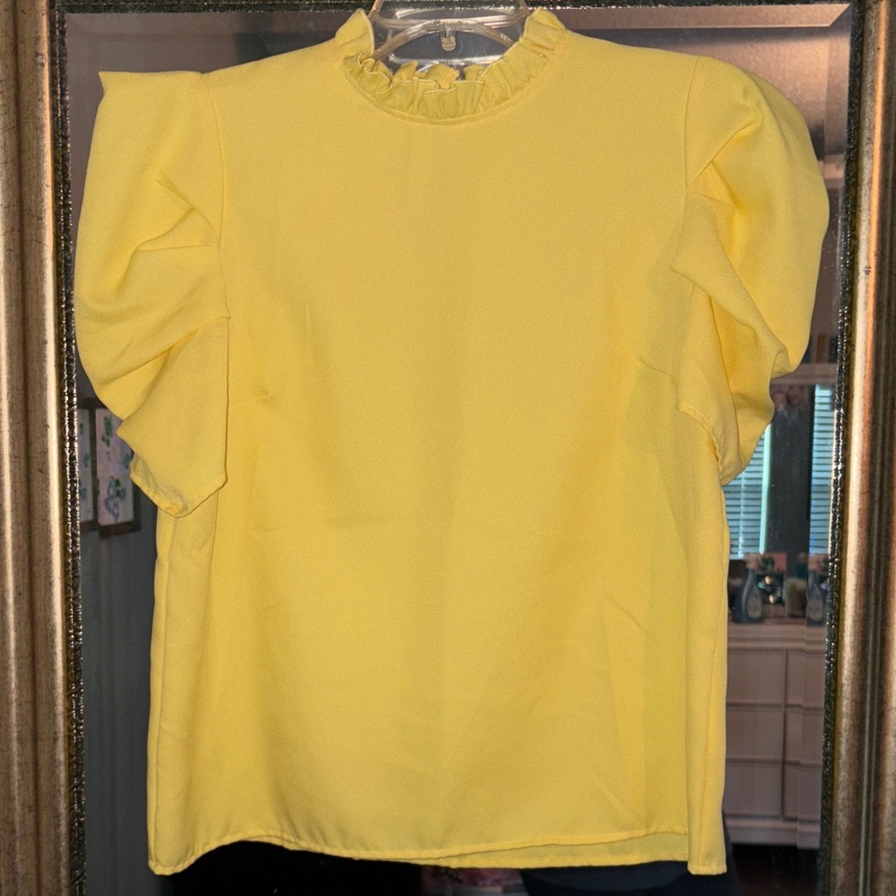 Elegant Yellow Ruffle Sleeve Top